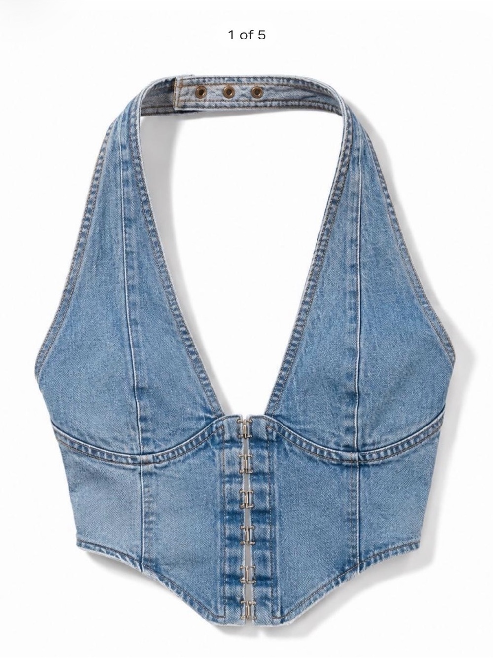Edikted Katrina Lace-up Denim Corset Denim Corset Halter Top Size Large Y2k Boho